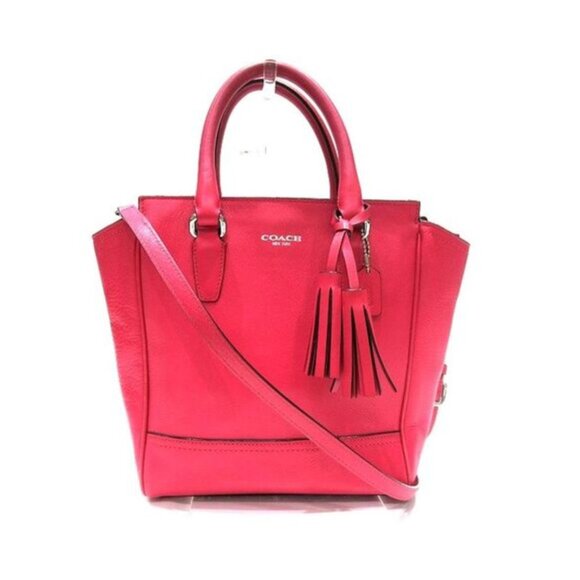 Coach Legacy Mini Tanner Satchel Bag Pink Scarlet Purse Leather Tassel Handbag - Picture 1 of 8